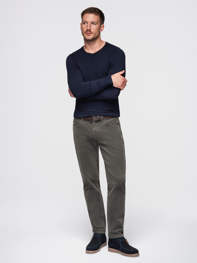 Classic men's sweater with round neckline - navy blue V9 OM-SWBS-0106