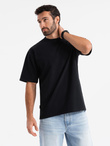 Bawełniany męski t-shirt LOOSE FIT z okrągłym dekoltem – czarny V1 OM-TSBC-0234 