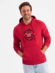 Men's printed kangaroo sweatshirt - red V2 OM-SSPS-0151