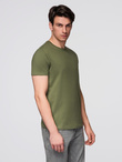 T-shirt męski klasyczny bawełniany BASIC - khaki V6 OM-TSBS-0236