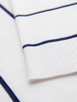 Męski longsleeve polo w poziome paski z wiskozą – biało-granatowy V2 OM-POLS-0146