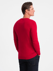 Męski klasyczny sweter z wiskozą BASIC z okrągłym dekoltem – czerwony V5 OM-SWBS-0106