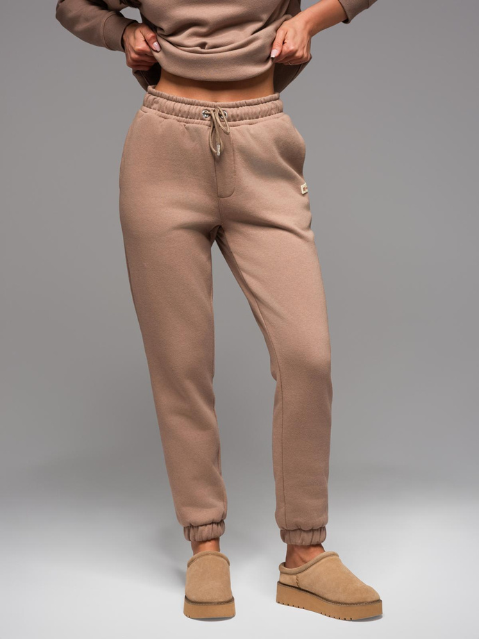 Klasyczne spodnie dresowe unisex ze ściągaczami – brązowe V16 OU-PSBC-0100