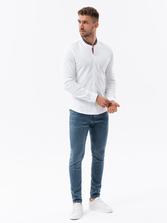 Men's long sleeve knit shirt - white V1 K542