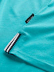 Men's henley t-shirt with decorative ribbing - turquoise V7 OM-TSCT-0175