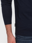 Męski longsleeve bez nadruku z dekoltem w serek - granatowy V5 OM-LSBL-0108
