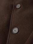 Single-breasted men's long coat with collar and bolster - brown V4 OM-COWC-0135