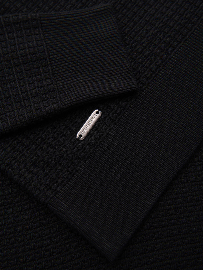 Structured men's sweater with round neckline - black V3 OM-SWSW-0181