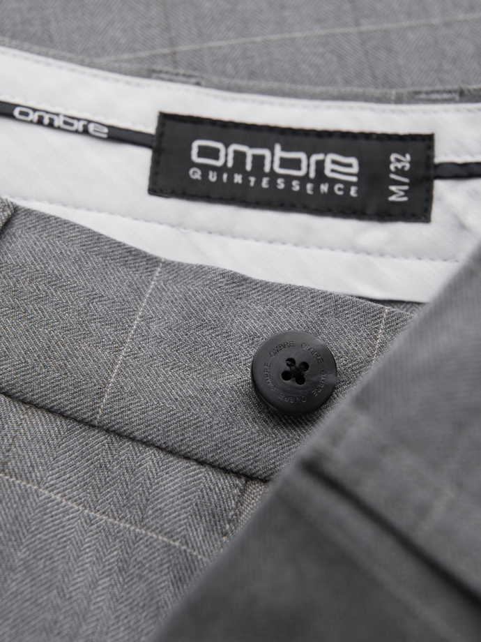 Men's classic cut pants in a delicate check - grey V3 OM-PACP-0187