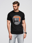 Men's large print t-shirt - black V2 OM-TSPT-0245
