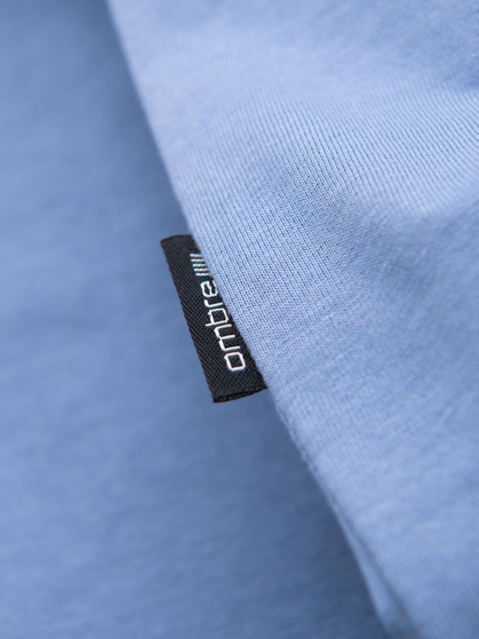 BASIC men's classic cotton T-shirt with a serape neckline - blue V20 OM-TSBS-0237