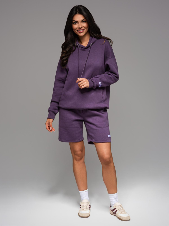 Unisex sweat shorts with drawstring waistband - purple V13 OU-SRBC-0101