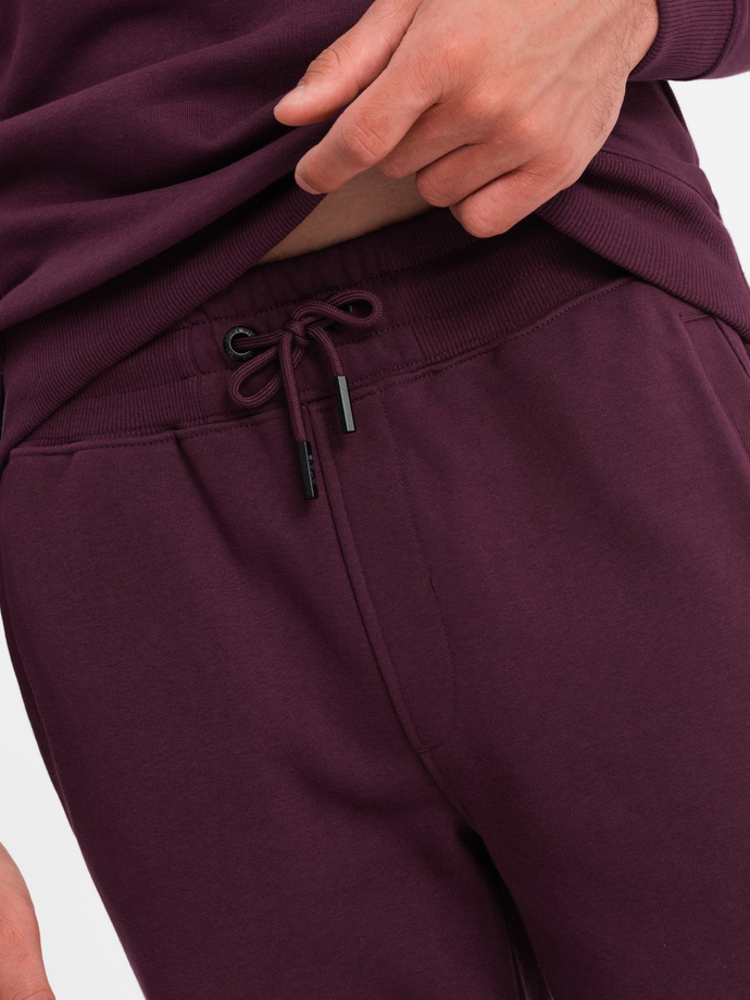 Dresowy bawełniany komplet męski BASIC bluza nierozpinana + joggery – bordowy V3 Z84