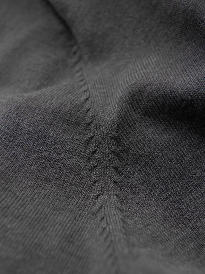 One color men's knitted turtleneck with viscose - grey melange V2 OM-SWTN-0101 