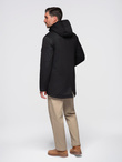 Men's long parka jacket with sheepskin - black V4 OM-JAPJ-0316