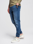 Men's wash-effect denim JOGGERS pants - blue V2 OM-PADJ-0267