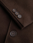 Single-breasted men's long coat with collar and bolster - brown V4 OM-COWC-0135