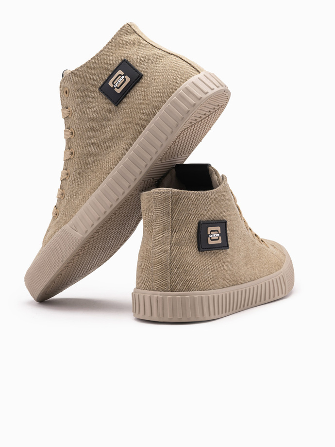 Men's canvas high top sneakers shoes - light brown V3 OM-FOTH-0186