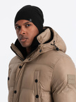 Męska zimowa czapka beanie z bawełnianej dzianiny – czarna V1 OM-ACWH-0124