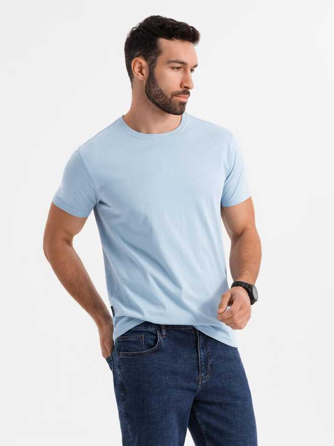 BASIC men's classic cotton T-shirt - light blue V19 OM-TSBS-0236