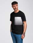 Men's cotton t-shirt with graphic print - black V2 OM-TSPT-0246