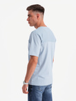 Men's LOOSE FIT t-shirt with pocket - blue V4 OM-TSCT-0171 
