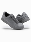 Casualowe jednolite męskie buty z eko nubuku – szare V3 OM-FOCS-0151