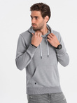 Bluza męska z kapturem BASIC - szary melanż V1 OM-SSBN-0120