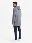 Men's melange long coat with hood - grey V1 OM-COWC-0122
