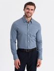 Men's SLIM FIT shirt in decorative fabric with pocket - blue OM-SHCS-0174