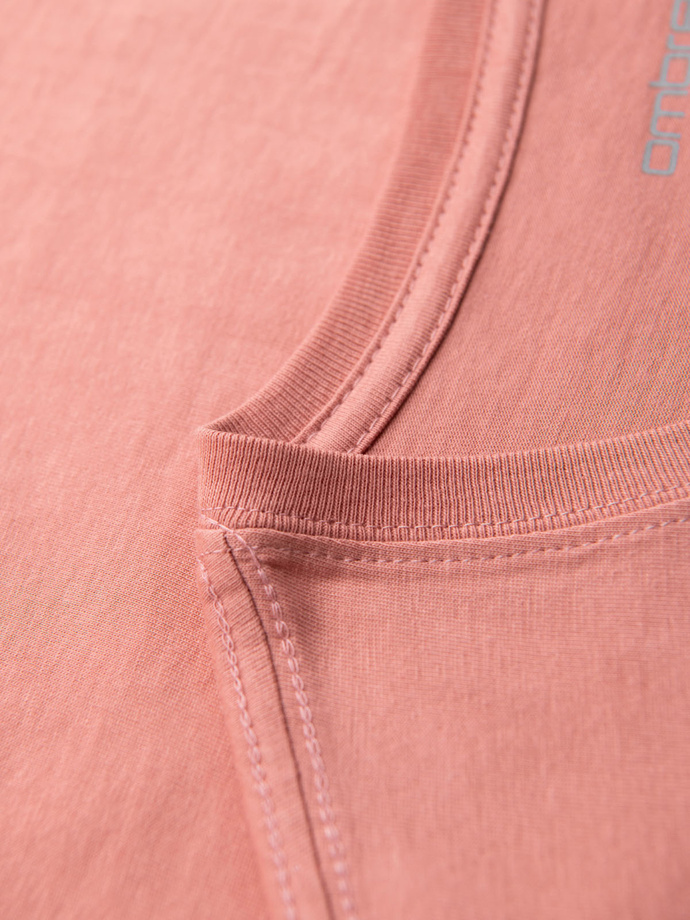 BASIC men's classic cotton tee-shirt with a v-neck - pink V7 OM-TSBS-0237
