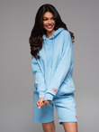 Bluza dresowa unisex z kapturem i kieszeniami – błękitna V8 OU-SNBC-0105