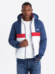 Men's colorful retro sports jacket - blue and white V1 OM-JALP-0175