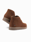 Zamszowe męskie buty za kostkę z grubą podeszwą – brązowe V2 OM-FOCS-0164