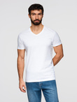 BASIC men's classic cotton T-shirt with a crew neckline - white V4 OM-TSBS-0237