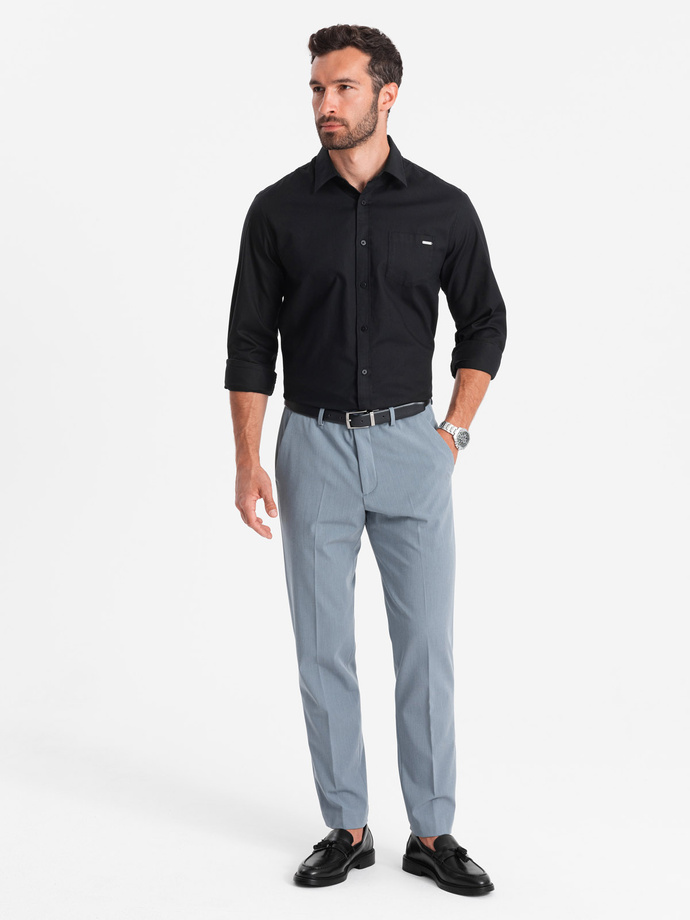Bawełniana męska koszula z kieszenią REGULAR FIT - czarna V1 OM-SHCS-0147
