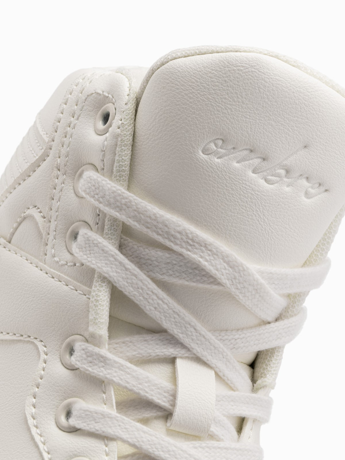 Męskie buty sneakersy z wysoką cholewką – białe V1 OM-FOSH-0139