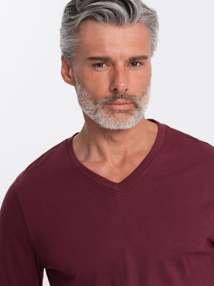 Men's unprinted longsleeve with a crew neckline - maroon V8 OM-LSBL-0108