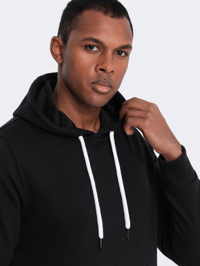 Men's non-stretch hoodie - black V1 OM-SSBN-0120