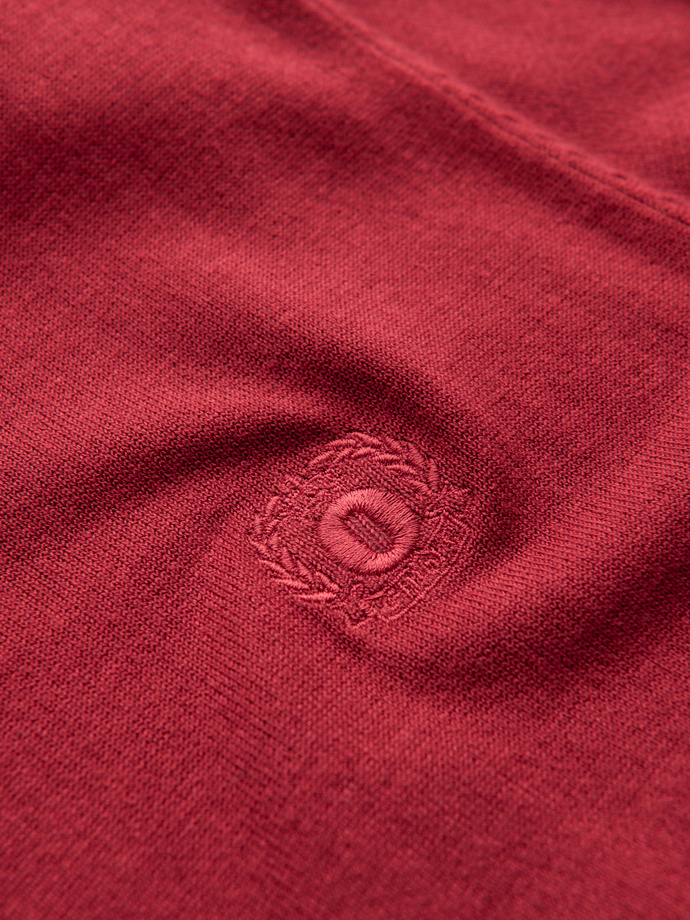 Men's elegant V-neck BASIC sweater with viscose - red V20 OM-SWBS-0107