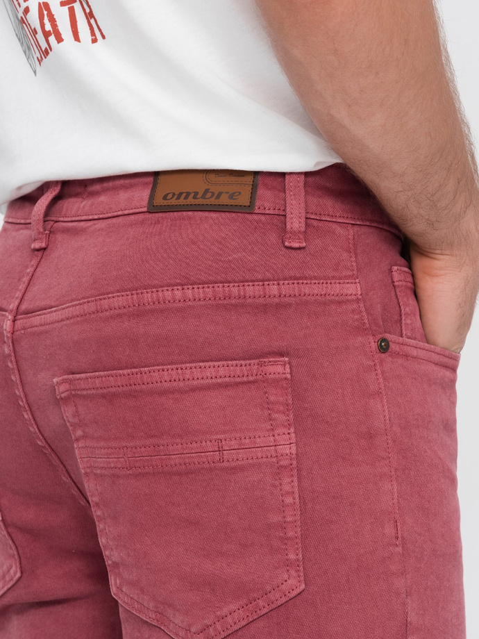 Spodnie męskie jeansowe o kroju SLIM FIT - czerwone V7 P1058