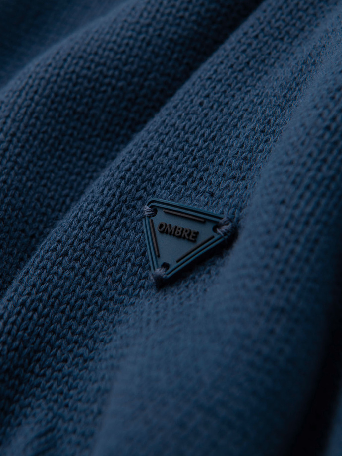 Men's turtleneck knit sweater - dark blue V2 OM-SWTN-0163