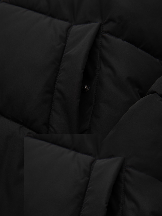 Men's quilted jacket with jacket cut - black V3 OM-JALP-0188
