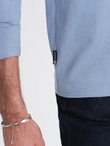 Men's unprinted longsleeve with a crew neckline - blue denim V9 OM-LSBL-0108 