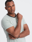 Men's T-shirt with raw finish - gray-green V2 OM-TSCT-22SS-004