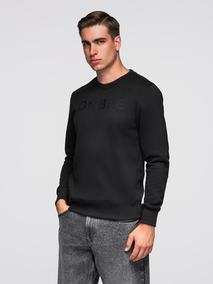 Classic men's sweatshirt with inscription - black V4 OM-SSPS-0181