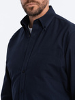 Men's cotton oxford shirt with REGULAR pocket - navy blue V5 OM-SHOS-0108