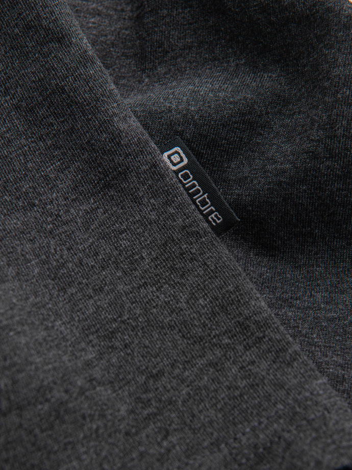 Men's t-shirt with unbuttoned round henley neckline - black V4 OM-TSCT-0155