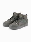 Wysokie buty męskie sneakersy z połyskującymi elementami – popielate V4 OM-FOSH-0178