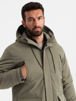 Classic men's long parka jacket - olive V3 OM-JALJ-0166